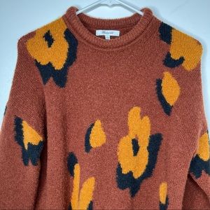 leopard intarsia fulton pullover sweater
